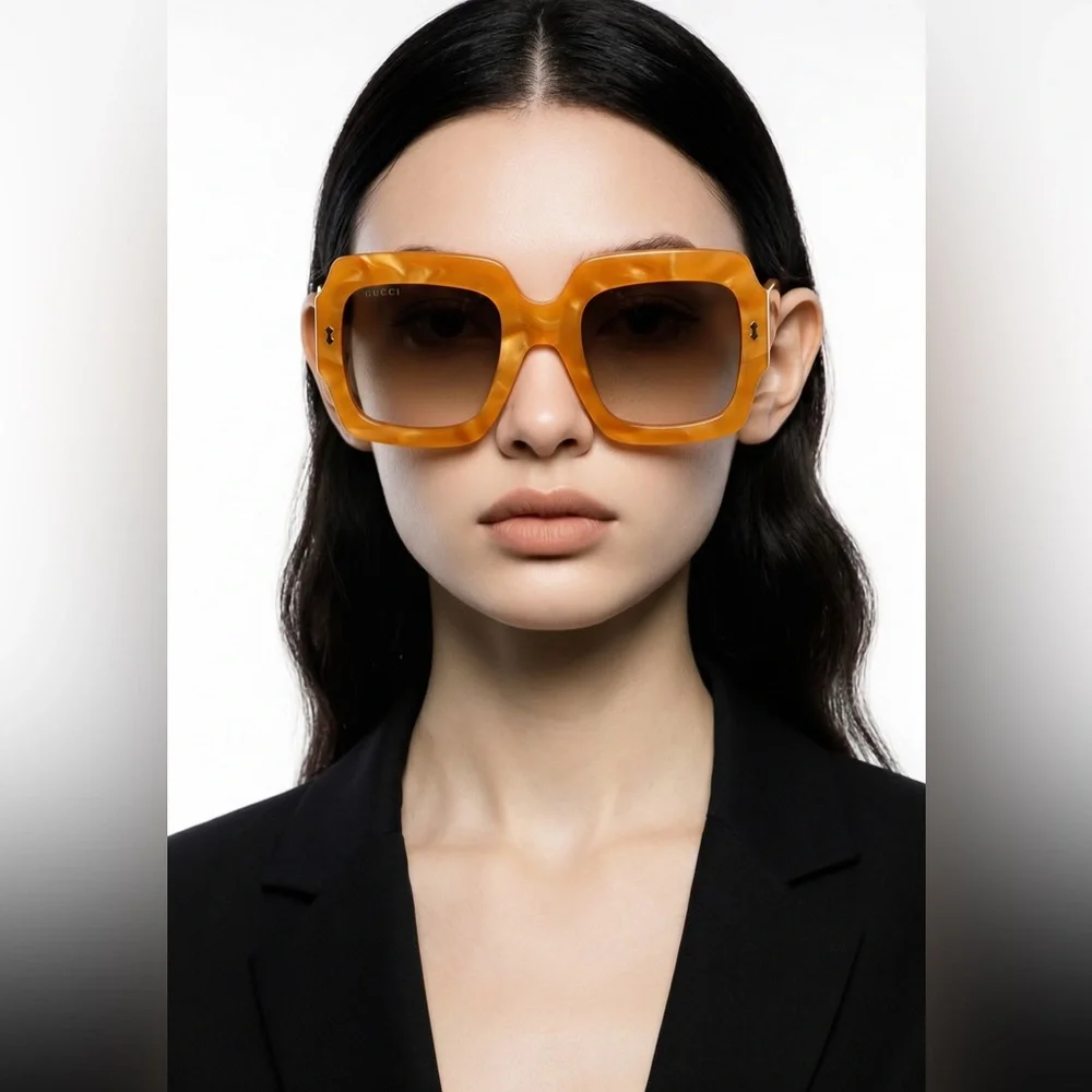 Gucci Women's Oversized Square Sunglasses - Amber - Picture 5 of 16